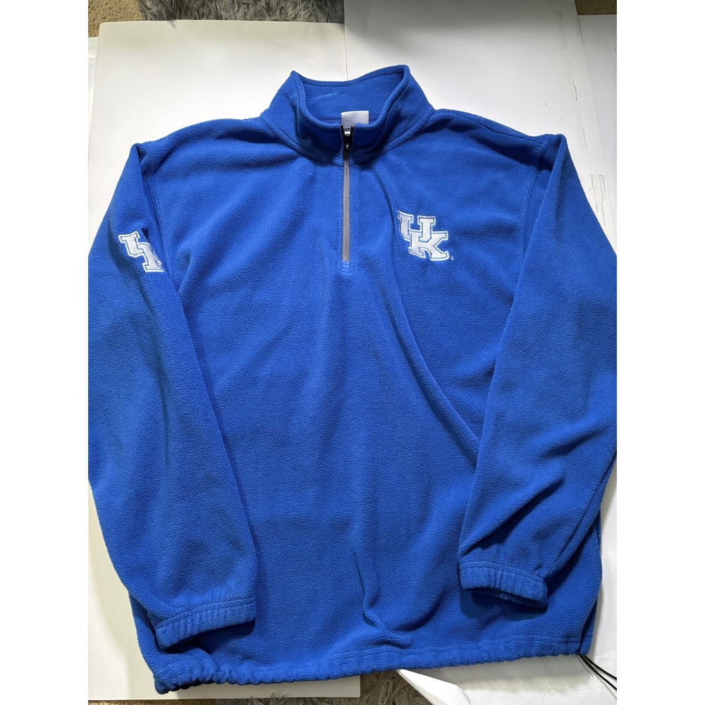 Kentucky Wildcats Fleece Quarter Zip Pullover Blue NCAA‎ UK Logo Mens Large